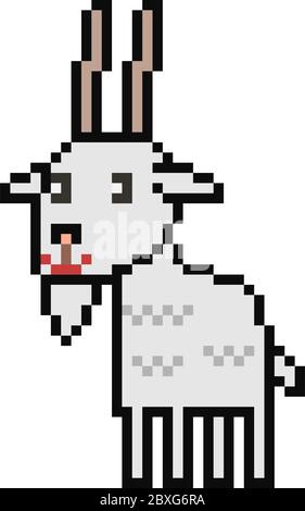 dessin animé isolé de chèvre vector pixel art Image Vectorielle Stock ...