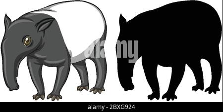 Tapir avec son illustration de silhouette Illustration de Vecteur