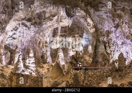 Parc national de Carlsbad Cavern, Nouveau-Mexique, États-Unis, sentiers vers les profondeurs intérieures. Banque D'Images