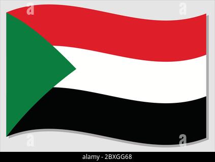 Drapeau de l'agité du Soudan graphique vectoriel. Illustration du drapeau soudanais agité. Drapeau du Soudan wavin dans le vent est un symbole de liberté et d'indépendance. Illustration de Vecteur