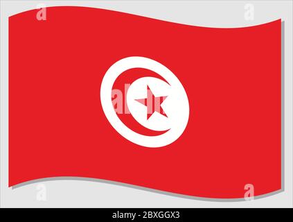 Drapeau de la Tunisie représentant un vecteur graphique. Illustration du drapeau tunisien. Drapeau de la Tunisie wavin dans le vent est un symbole de liberté et d'indépendance Illustration de Vecteur