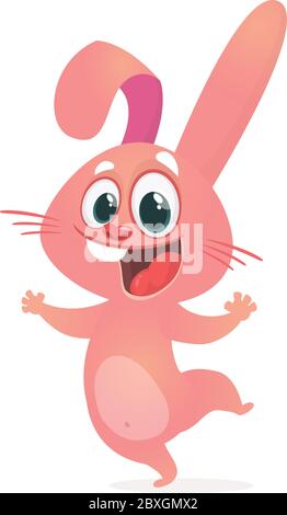 Illustration vectorielle de la bande dessinée excitée lapin hopping Illustration de Vecteur