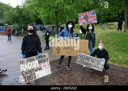 Black Lives Matter Protest, Forest Recreation Ground, Nottingham, Royaume-Uni, 7 juin 2020. Banque D'Images
