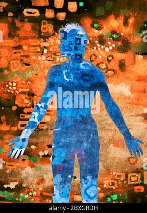 Un portrait combiné à une peinture Banque D'Images