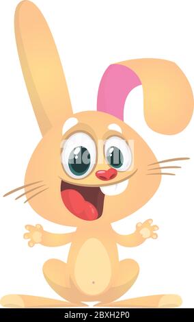 Joli dessin animé de lapin excitée. Illustration vectorielle Illustration de Vecteur