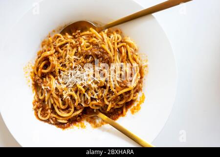 Spaghettis à la bolognaise Banque D'Images