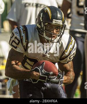 Oakland, Californie, USA. 16 Oct, 2005. San Diego Chargers wide receiver Reche Caldwell (82) le dimanche, 16 octobre 2005, à Oakland, Californie. Les chargeurs a défait les Raiders 27-14. Crédit : Al Golub/ZUMA/Alamy Fil Live News Banque D'Images