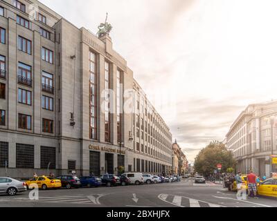 PRAGUE, RÉPUBLIQUE TCHÈQUE - 28 AOÛT 2018 : Banque nationale tchèque, CNB, banque centrale et superviseur du marché financier. Siège social à Prague, République tchèque. Banque D'Images