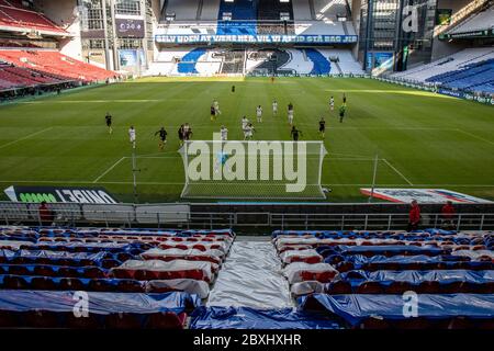 Copenhague, Danemark. 07e juin 2020. Un stade Telia Parken sans fans de football lors du match 3F Superliga entre le FC Copenhagen et le FC Randers. (Crédit photo : Gonzales photo/Alamy Live News Banque D'Images