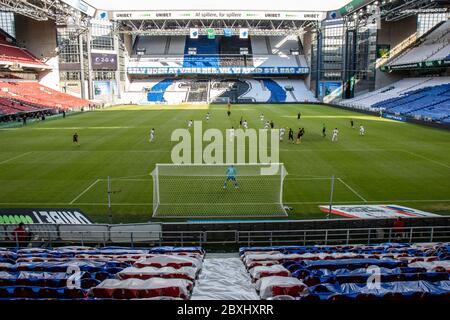 Copenhague, Danemark. 07e juin 2020. Un stade Telia Parken sans fans de football lors du match 3F Superliga entre le FC Copenhagen et le FC Randers. (Crédit photo : Gonzales photo/Alamy Live News Banque D'Images