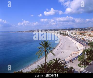 Ville et Promenade des Anglais à partir de la tour de guet Bellanda, Nice, Côte d'Azur, Alpes-Maritimes, Provence-Alpes-Côte d'Azur, France Banque D'Images