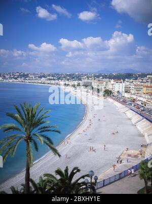 Ville et Promenade des Anglais à partir de la tour de guet Bellanda, Nice, Côte d'Azur, Alpes-Maritimes, Provence-Alpes-Côte d'Azur, France Banque D'Images