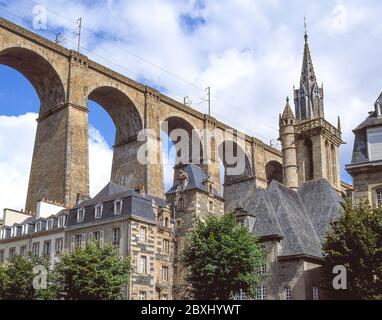 Viaduc de Morlaix, Place Otages, Morlaix, Finistère, Bretagne, France Banque D'Images