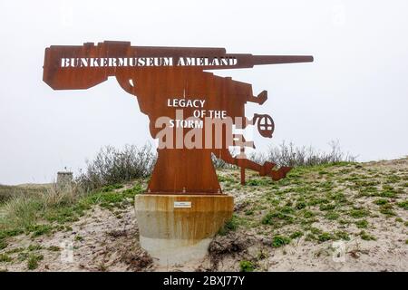 Bunkermuseum sur Ameland, pays-Bas : exposition historique de la présence armée allemande dans les îles de la Frise Banque D'Images