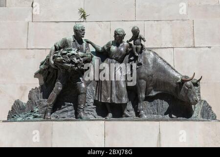 Le monument Bruno Mauricio de Zabala à la place Zabala, Montevideo, Uruguay, Amérique du Sud. Banque D'Images