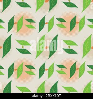 Motif feuilles sans couture, monogramme lettre H en vert Illustration de Vecteur