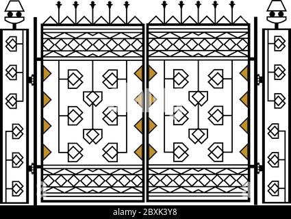 Illustration du vecteur de pilier de grille en fer forgé Illustration de Vecteur