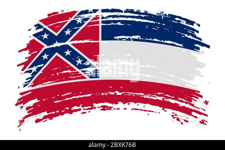 Drapeau américain du Mississippi en forme de trait de pinceau de grunge, image vectorielle Illustration de Vecteur