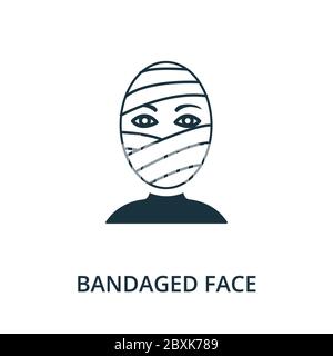 Icône de visage bandé de la collection de chirurgie plastique. Elément de ligne simple symbole de face à bande pour les modèles, la conception Web et les infographies Illustration de Vecteur