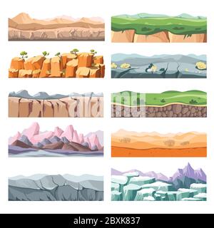 Paysages et paysages de différents pays ou terres Illustration de Vecteur