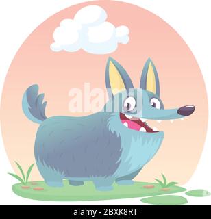 Cardigan Welsh Corgi chien race dessin animé. Illustration d'image vectorielle isolée. Mignon chien sur fond de nature simple Illustration de Vecteur