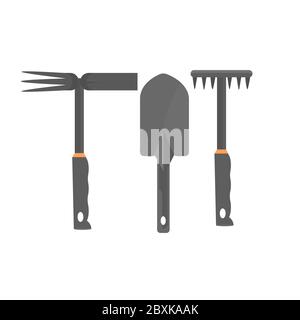 ensemble différents outils de jardinage divers équipement de jardin râteaux et pelle isolé illustration vectorielle Illustration de Vecteur