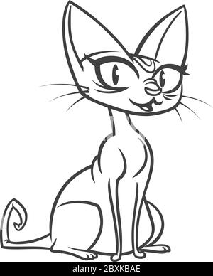 Dessin animé ssynx chat décrit. Illustration vectorielle de chat sphynx pour livre de coloriage Illustration de Vecteur