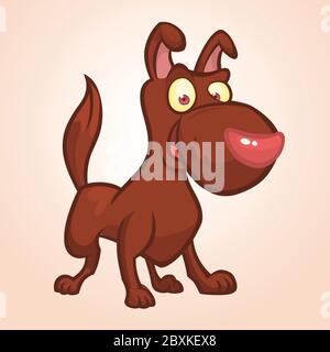Joli dessin animé de chien marron heureux. Illustration vectorielle Illustration de Vecteur