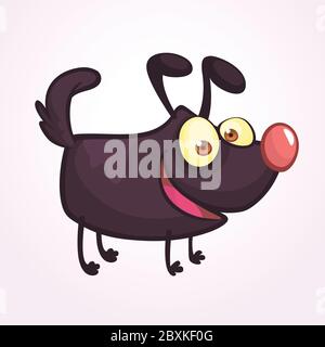 Joli chien noir de cartoonblack. Illustration vectorielle sur fond blanc pour le dessin, l'autocollant, l'icône ou l'illustration d'un livre Illustration de Vecteur
