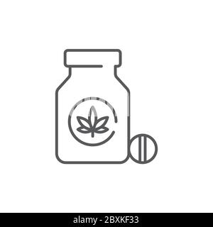 Symbole de vecteur de bouteille de cannabis en forme de pilules isolé sur fond blanc Illustration de Vecteur