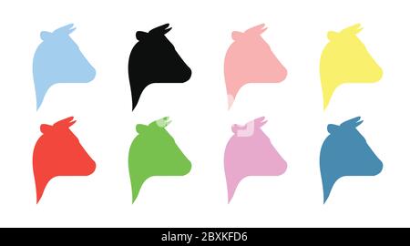 Vecteur différentes icônes de couleur d'une vache Illustration de Vecteur