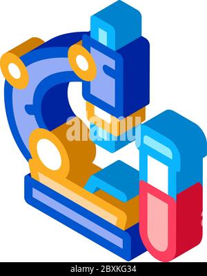 analyses sanguines sous microscope illustration du vecteur d'icône isométrique Illustration de Vecteur