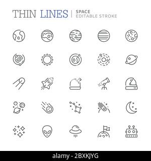 Ensemble d'icônes de ligne liées à l'espace. Contour modifiable Illustration de Vecteur