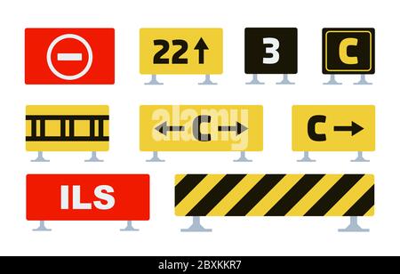 Ensemble d'interdiction, avertissement panneaux de signalisation routière icône vecteur à plat isolée Illustration de Vecteur