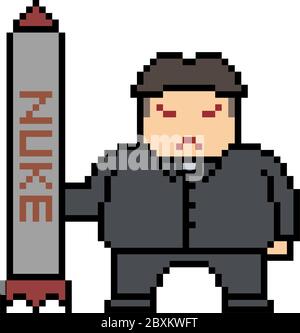 vecteur pixel art homme tenir nuke isolé Illustration de Vecteur