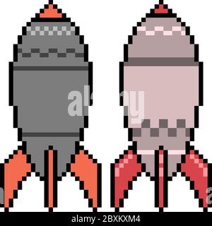 missile vectoriel pixel art isolé Illustration de Vecteur