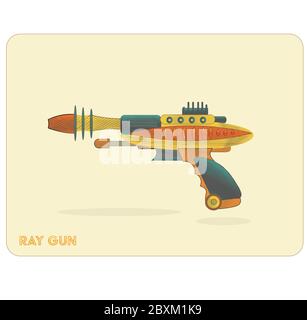 Dessin vectoriel du pistolet à rayons sur un arrière-plan rétro Illustration de Vecteur