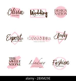 Collection de types de logo Pink Brush Illustration de Vecteur