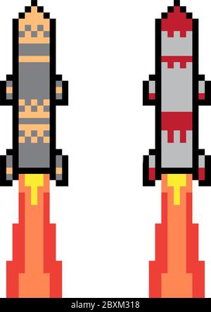 missile vectoriel pixel art isolé Illustration de Vecteur