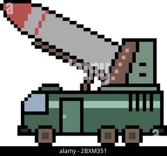 vecteur pixel art missile camion isolé Illustration de Vecteur