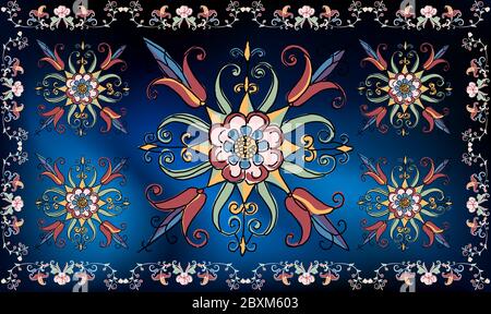 conception textile numérique de différentes fleurs et feuilles d'art Illustration de Vecteur