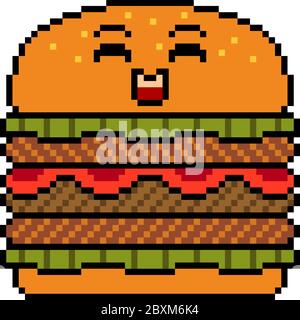 hamburger vector pixel art isolé Illustration de Vecteur