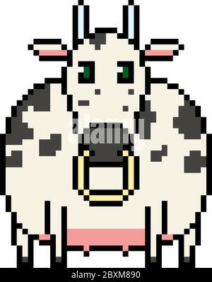 vecteur pixel art vache isolé Illustration de Vecteur