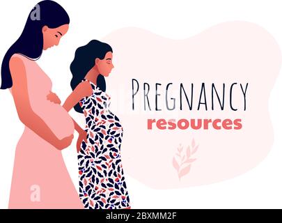 Type de ressources de grossesse. Triste femme enceinte caractères. Illustration de Vecteur