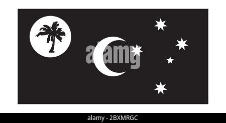 Drapeau du territoire des îles Cocos (Keeling) Australie. Fichier vectoriel EPS noir et blanc. Illustration de Vecteur