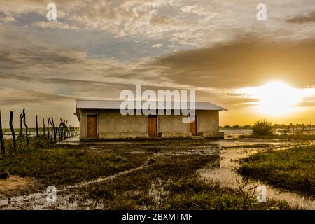 Ensemble soleil dans le delta de Tana Banque D'Images