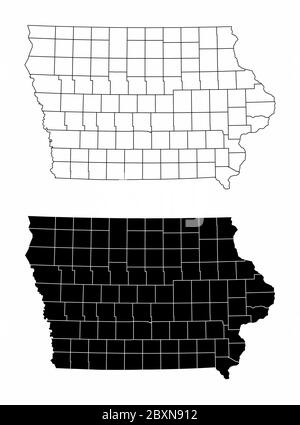 Cartes du comté d'Iowa Illustration de Vecteur