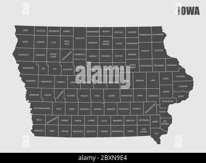Carte du comté de l'Iowa Illustration de Vecteur