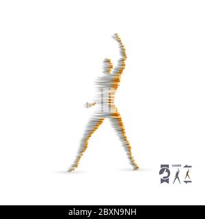 Concept de leadership. Homme debout. Avec les bras vers le haut. Championnat de sport de Silhouette. La célébration de la victoire. Vector illustration. Illustration de Vecteur