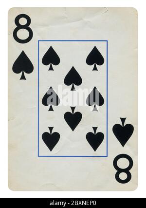 Huit de pique Vintage playing card - isolated on white (chemin inclus) Banque D'Images